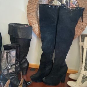 OTK black suede peep toe boots sz 9 Sam Edelman